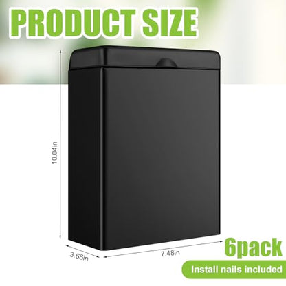 Tioncy 6 Pcs Sanitary Napkin Receptacle Wall Mounted,Black - color: Black
