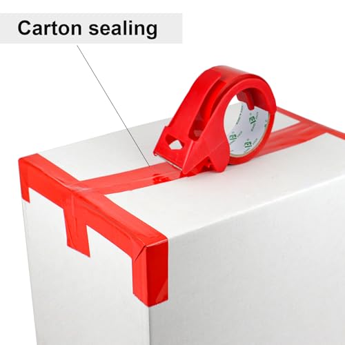 BOMEI PACK Red Heavy Duty Packing Tape 6 Rolls with Red Plastic Dispenser, 2.5 mil, 1.88 inch x 60 Yards, Total 360Yds, Ultra Strong, Refill for Packaging and Shipping - color: Red