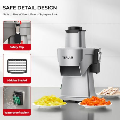 2-In-1 Electric Vegetable Dicer Strip Cutter, 200W Electric Vegetable Chopper with 4 Size Dicing Blades & Strip Cutter Blade, Food Processor Cutter Machine for Commercial & Home Use - size: 2-In-1 Electric Vegetable Chopper