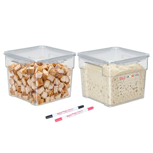 2 Pack 12 QT Polycarbonate Food Storage Containers with Airtight Lids, Stackable Commercial Ingredient Containers, Clear Food Prep Containers for Flour, Sugar, Rice, Grains and Bulk Dry Goods - size: 2 X 12.0(QT)