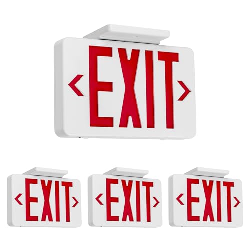 Gruenlich Emergency Exit Sign for Business, Battery Backup, 4 Pack - size: 4-Pack