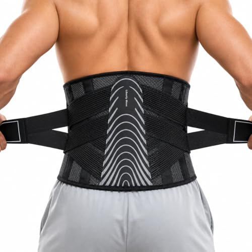 Adjustable Back Brace for Men Lower Back Pain, Modern Back Support Belt - size: L(Waist: 39.5"-49")