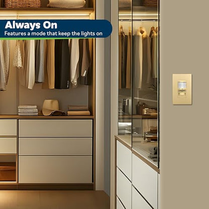 TOPGREENER in Wall PIR Motion Sensor Light Switch, Need Neutral Wire, Gold - color: Gold, size: 2 Pack