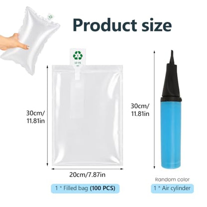 100 Pack Purse Fillers with Air Pump, Inflatable Packing Air Pillows to Keep Shape and Prevent Creases for Shipping, Purse Stuffing Packing Filler, Shoes Protection (8x12 In)