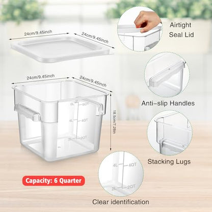 FoldTier 2 Pcs Square Food Storage Containers, White, 6 Qt - color: White, size: 6 Qt