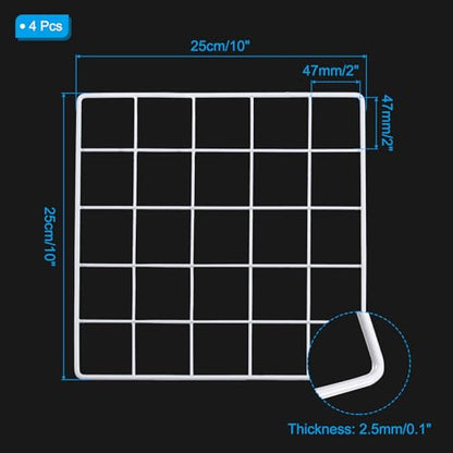 PATIKIL Wall Grid Panel Metal Wire Photo 10x10 White 4Pcs - color: White, size: 10x10inch