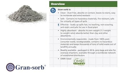 Gran-Sorb Universal Sorbent Granules 30 lb Bag, Absorbs 4 Gallons, 1 Bag - size: Pack of 2
