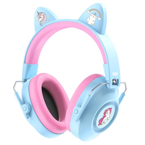 Dr.meter Cat Ear Cancelling Headphones for Kids Ear Pritection EM200 - color: Cat Blue Pink