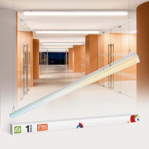 ASD 8ft LED Linear Strip Light Fixture, Emergency Battery Backup - color: White | Emergency, size: 8FT