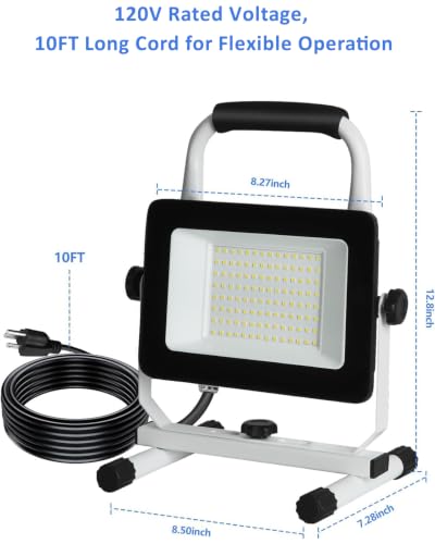 UFOND 6000 Lumen LED Work Light with Stand, 60W Waterproof Flood Light