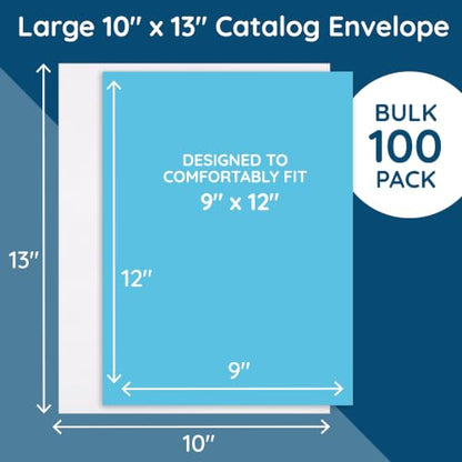 Blue Summit Supplies 100 10" x 13" Catalog Envelopes, Self Seal, White - size: 10 X 13
