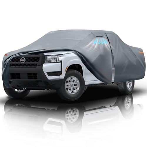 Nissan Frontier Truck Cover Custom Fit 2021-2026 King Cab Short Bed(6') with Door Zipper, 10 Layers Pickup Truck Cover Waterproof All Weather, Car Tarp for Wind Dust Sun etc Protection - size: Custom fit Nissan Frontier King Cab SB