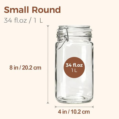 ComSaf Glass Pantry Jars with Airtight Lids 34 oz 3 Pack Coffee Canisters - size: 34 fl oz x 3