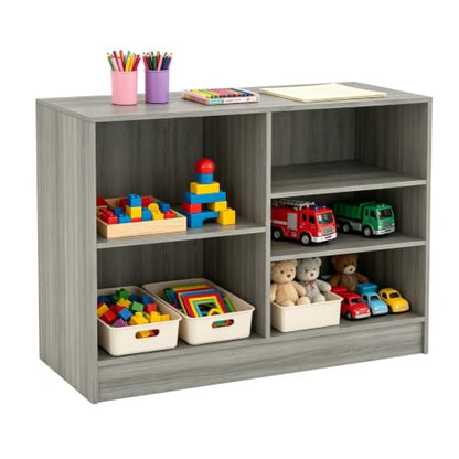 48”W * 20”D * 38”H - Cash Wrap Wood Counter - Gray Register Counter with 3 Heights Adjustable Shelf - color: Gary, size: 4 FT