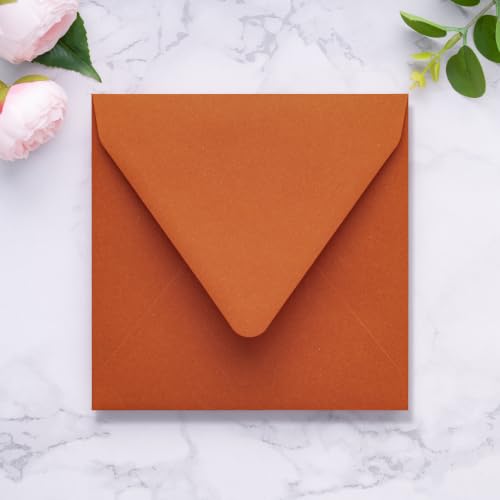 PONATIA 50 PCS/Pack Square Envelopes, Euro Flap Burnt Orange Envelopes - color: Burnt Orange