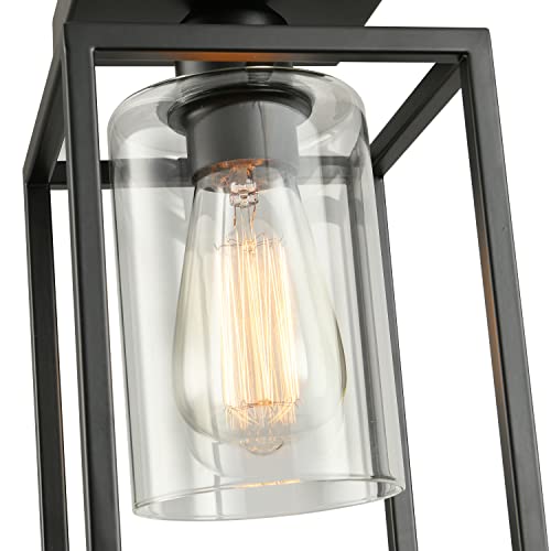 3 Pack Semi Flush Mount Ceiling Light,Black Metal Frame Ceiling Light Fixture with Clear Glass Shade, Farmhouse Light Fixture for Kitchen Island Entryway Porch Foyer - color: 3 PACK