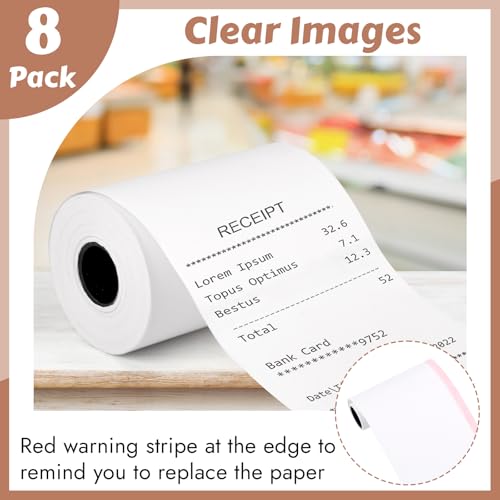 8 Rolls 2 1/4" x 55' Thermal Receipt Paper, Credit Card Machine Paper Roll