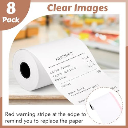 8 Rolls 2 1/4" x 55' Thermal Receipt Paper, Credit Card Machine Paper Roll
