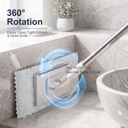 Masthome Snap Grip Mini Mop with Built-in Squeegee,30" Hands Free Clamp Mop - color: White Mini