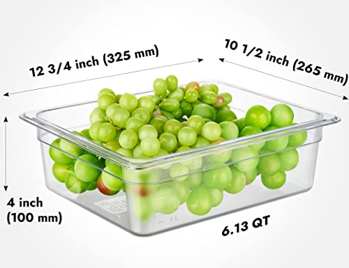 CURTA 6-Pack 1/2 Size 4" Deep NSF Polycarbonate Food Pans | Dishwasher & Freezer Safe Clear Container for Prep Tables, Buffet, Salad Bar, Commercial & Home Kitchen - color: 1/2 Size, size: 4" Deep