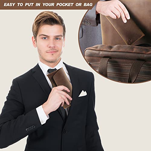 Ringsun Leather Money Cash Envelopes Wallet for Men, Money Bag Pouch Reusable Budget Envelope Wallet, Retro Clutch Wallet, Brown - color: Brown