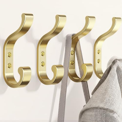 Coat Hooks Wall Mount,Heavy Duty Wall Hooks for Backpack,Towel,Gold 4 Pack - color: Gold, size: 4 Pack
