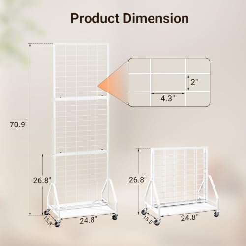 ELYKEN Foldable Grid Wall Panels, 5.7 x 2 FT Movable Gridwall Display Rack - color: White, size: 2'w-1 pack