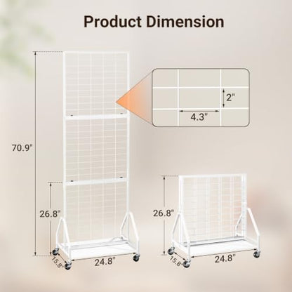 ELYKEN Foldable Grid Wall Panels, 5.7 x 2 FT Movable Gridwall Display Rack - color: White, size: 2'w-1 pack