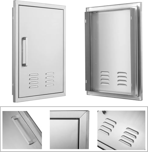 Outdoor Kitchen Doors, 17x23 Inch 304 Stainless Steel BBQ Access Door with Vent, Double Steel Doors for Outdoor Grill Island - size: 17W x 23H-Right
