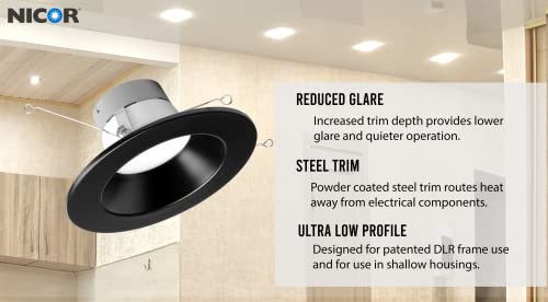 NICOR DLR566091203KBK DLR56(v6) 5/6-inch Black 900 Lumen 3000K Recessed LED Downlight - color: Black, style: 1 Pack