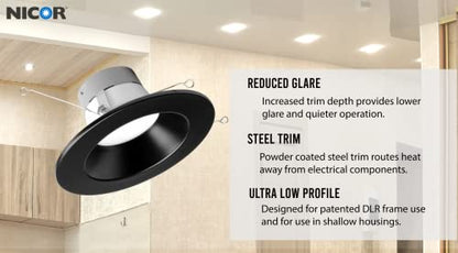 NICOR DLR566091203KBK DLR56(v6) 5/6-inch Black 900 Lumen 3000K Recessed LED Downlight - color: Black, style: 1 Pack
