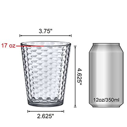 Amazing Abby - Snowflake - 16-Ounce Plastic Tumblers (Set of 8), Clear Reusable Plastic Drinking Glasses, Stackable, BPA-Free, Shatter-Proof, Dishwasher-Safe - style: All-Clear, 16 oz