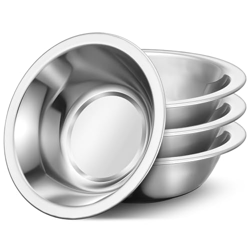304(18/8) Stainless Steel Mixing Bowls for Kitchen, 4 Pack 6.3" 13.67 fl.oz Metal Mixing Bowls Set Stackable for Baking Serving Cooking Food Prep Storage Dishwasher Safe Lightweight - size: 6.3"