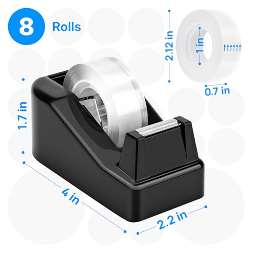 OWLKELA Lightweight Desktop Tape Dispenser, Black, 1 Pack - color: Black, size: 1 Pcs