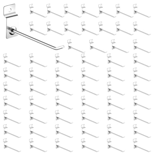 60Pcs Silver Slatwall Hooks Assortment Set, Heavy Duty Slat Wall Hanging Hook Garage Organization Accessories, Pegboard Gridwall Display Hook for Retail Home (4 Inches/10 CM) - size: 4 Inches/10 CM
