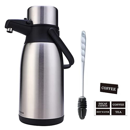 Thermal Coffee Carafe Airpot Dispenser by Heritage66 Triple Wall Stainless Steel Thermal Vacuum insulated 12 hours heat Retention 24 hours cold Retention (3 Liter) (HP30P)