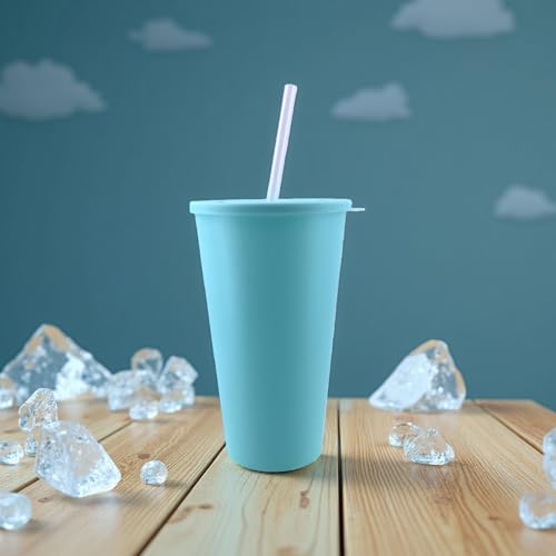 32 oz Cup with Lid Straw set of 8, Reusable Plastic Tumblers Pastel - color: Pastel Color