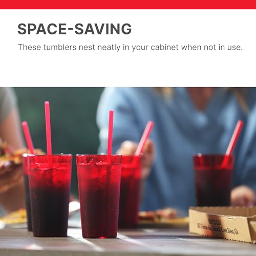 Cambro 16 Ounce (oz) Restaurant Grade Beverage Tumblers (6 Pack) - Drinking Glasses, Stackable, BPA-Free, Shatter-Proof, Dishwasher Safe (Ruby Red) - color: Ruby Red