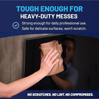 MW Pro Microfiber Cleaning Cloth | Tan | 12 Pack | 16” x 16” | All Purpose Microfiber Towels - Clean, Dust, Polish, Scrub, Absorbent - color: Tan
