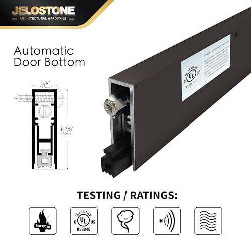 36" Fire Rated Commercial Automatic Door Bottom, Dark Bronze Anodized Aluminum, 5/8" W x 1-7/8" H, Surface Applied or Semi-Mortise, JS-4131RL - color: DARK BRONZE ANODIZED, size: 36''
