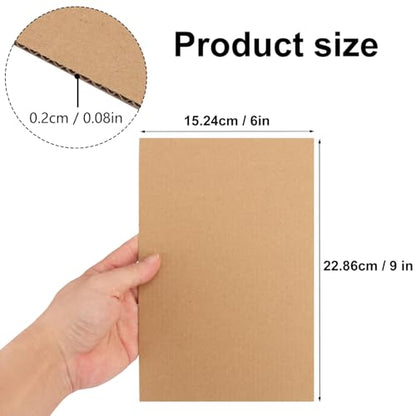 100 Pack 6"x 9" Corrugated Cardboard Sheets, Flat Cardboard Layer Pads 2 mm Thickness, Flexible Packaging Inserts for Shipping, Mailing, and Crafts, by IHDYPPEW - size: 100 Pack 6"x 9" brown