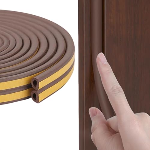 Weather Stripping Door Seal Strip,D Shaped Weatherstripping for Door Frame - color: Brown, size: L ( 9/16"W × 15/32"T)