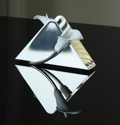 Napkin Holder for Table, Upright Paper Dispenser with Lily (silvery),wedding gift - color: Silver