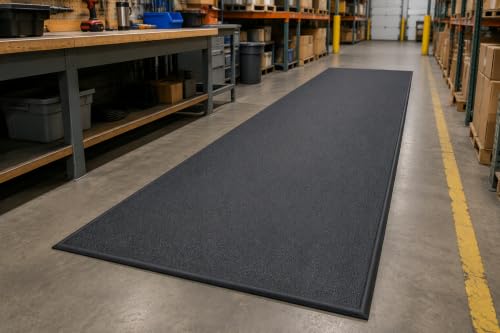 Guardian 24041201 Soft Step Anti-Fatigue Floor Mat, Vinyl, 4'x 12', Black - color: Black, size: 144"L x 48"W x 0.4"Th