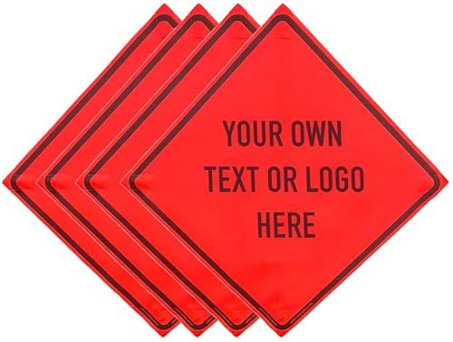 36"x36" Custom Orange Mesh Roll-Up Signs 4-Pack - color: Custom