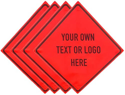 36"x36" Custom Orange Mesh Roll-Up Signs 4-Pack - color: Custom