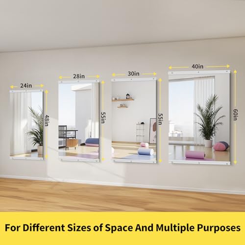 55x28 in Home Gym Mirrors,1-Pack,Frameless,Wall Mounted - size: 55"L x 28"W