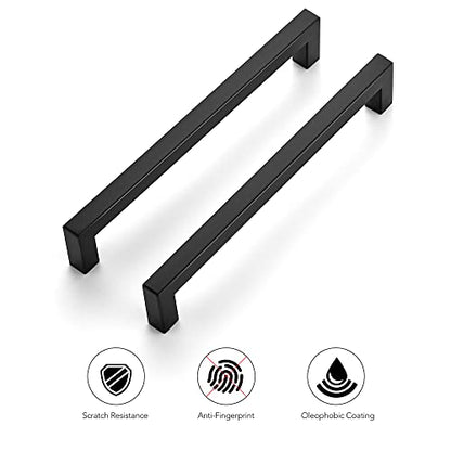 Ravinte Matte Black Cabinet Handles Square Pulls 7-1/2 Inch 10 Pack - size: 8 Inch (7-1/2 Inch Hole Center)