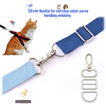 Rainbow Swivel Hook Claw Clasp - 25mm Slide Strap Buckle D Ring Adjuster Buckle for Dog Collar Backpack Purse Hardware - color: Silver 5 Sets