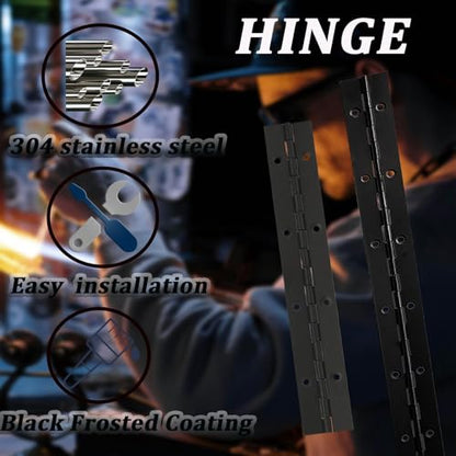 16" Piano Hinges, 4PCS 304 Stainless Steel Continuous Hinges, Black - size: 16inch